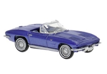Brekina 18028 - H0 - Chevrolet Corvette C2 Cabrio, geschlossen - metallic blau